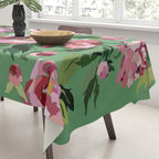 Happy peony vintage mint background Tablecloth Gallery Image 3