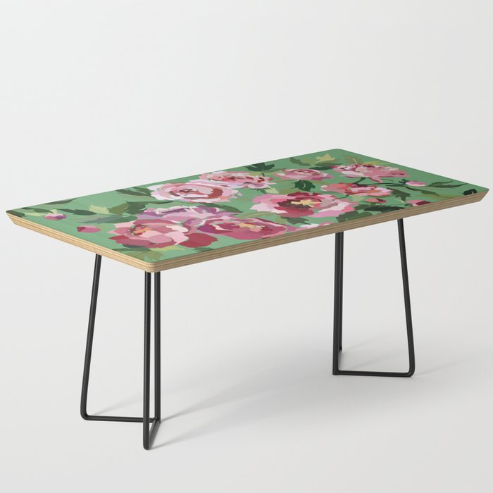 Happy peony vintage mint background Coffee Table Gallery Image 1