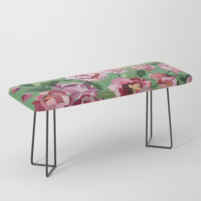 Happy peony vintage mint background Bench Gallery Image 1