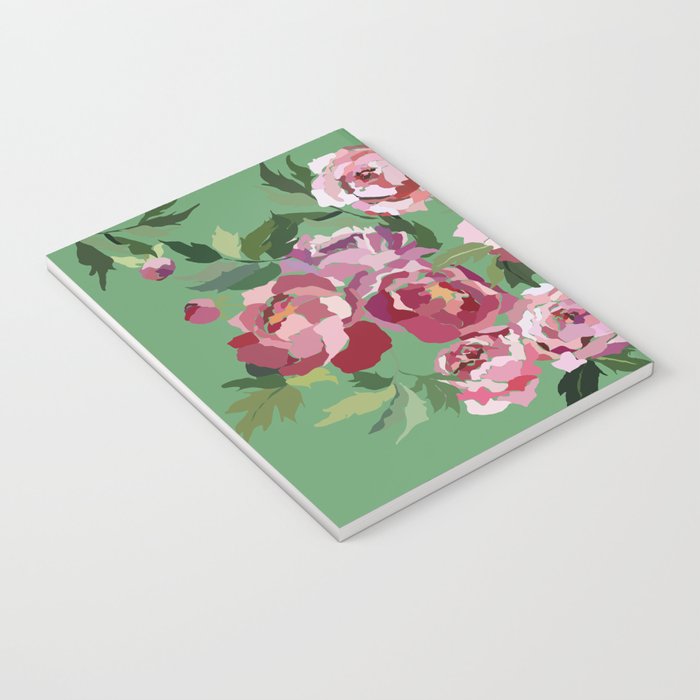 Happy peony vintage mint background Notebook Gallery Image 3