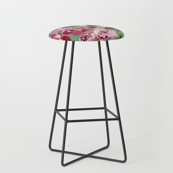 Happy peony vintage mint background Stool Gallery Image 1