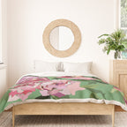 Happy peony vintage mint background Duvet Cover Gallery Image 3
