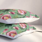 Happy peony vintage mint background Pillow Sham Gallery Image 3