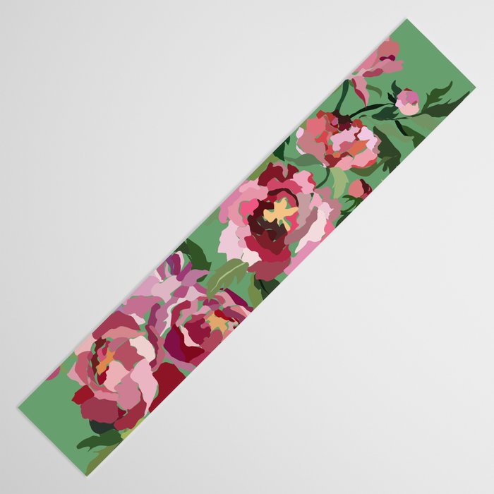 Happy peony vintage mint background Table Runner Gallery Image 3