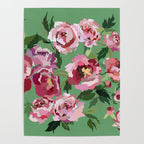 Happy peony vintage mint background Poster Gallery Image 4
