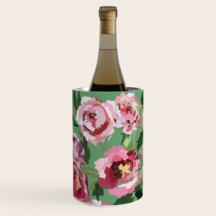 Happy peony vintage mint background Wine Chiller Gallery Image 1