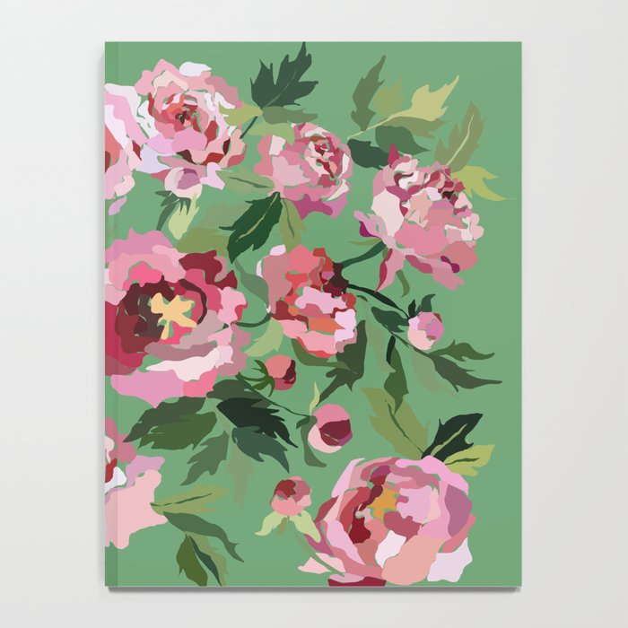 Happy peony vintage mint background Notebook Gallery Image 4