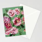 Happy peony vintage mint background Stationery Card Gallery Image 2