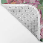 Happy peony vintage mint background Bath Mat Gallery Image 2