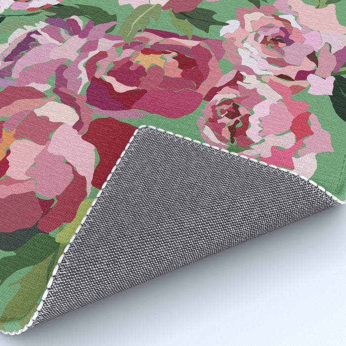 Happy peony vintage mint background Rug Gallery Image 4