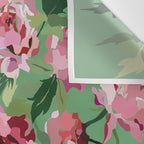 Happy peony vintage mint background Wall Tapestry Gallery Image 3