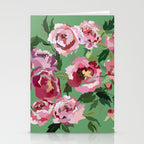 Happy peony vintage mint background Stationery Card Gallery Image 2