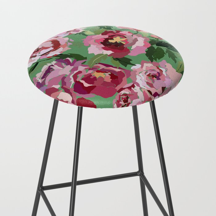 Happy peony vintage mint background Stool Gallery Image 2