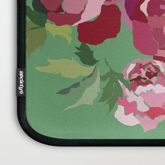 Happy peony vintage mint background Laptop Sleeve Gallery Image 3