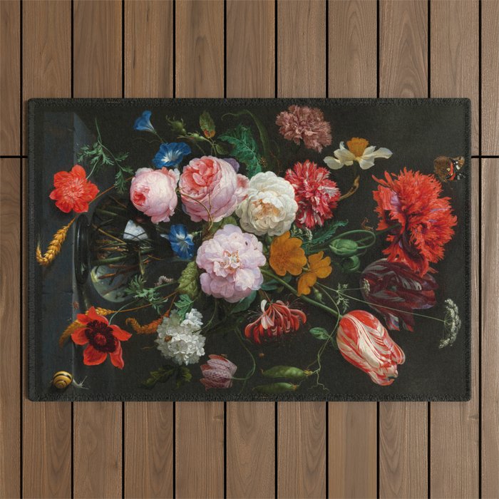 Jan Davidsz. de Heem "Still Life with Flowers in a Glass Vase" Outdoor Rug Gallery Image 1