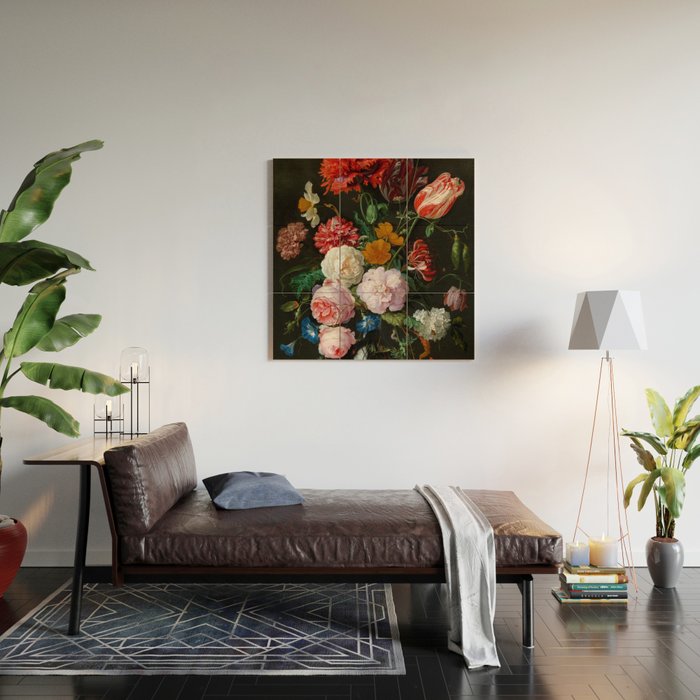 Jan Davidsz. de Heem "Still Life with Flowers in a Glass Vase" Wood Wall Art Gallery Image 2
