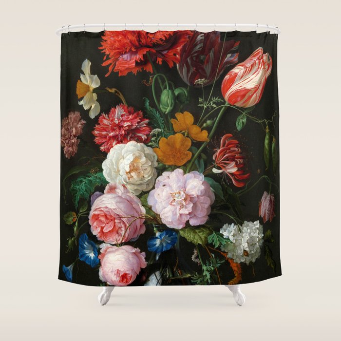 Jan Davidsz. de Heem "Still Life with Flowers in a Glass Vase" Shower Curtain Gallery Image 1