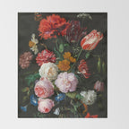 Jan Davidsz. de Heem "Still Life with Flowers in a Glass Vase" Throw Blanket Gallery Image 2