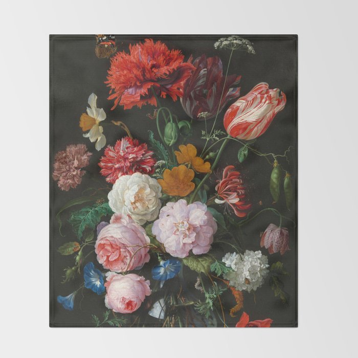 Jan Davidsz. de Heem "Still Life with Flowers in a Glass Vase" Throw Blanket Gallery Image 2