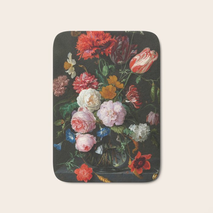 Jan Davidsz. de Heem "Still Life with Flowers in a Glass Vase" Bath Mat Gallery Image 1