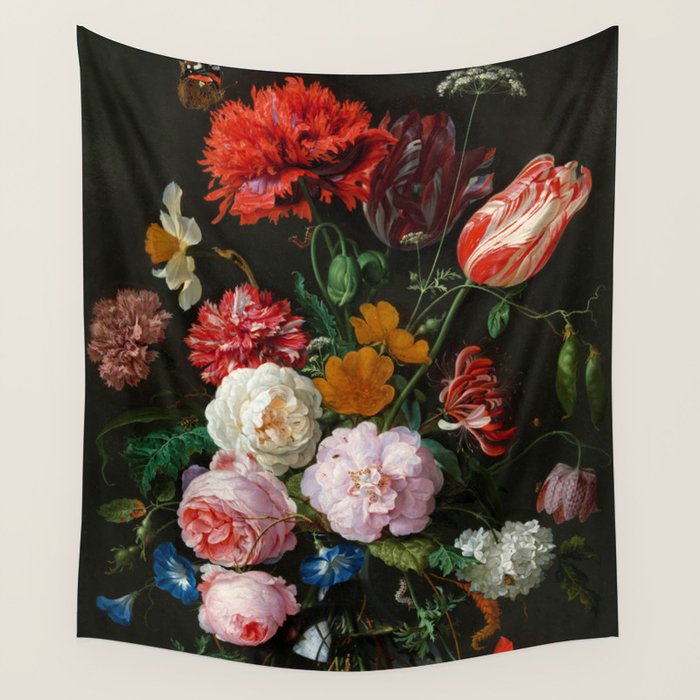 Jan Davidsz. de Heem "Still Life with Flowers in a Glass Vase" Wall Tapestry Gallery Image 1