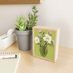 portrait of a girl with a peach in a green dress Mini Art Print Gallery Image 2