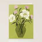 portrait of a girl with a peach in a green dress Stationery Card Gallery Image 2