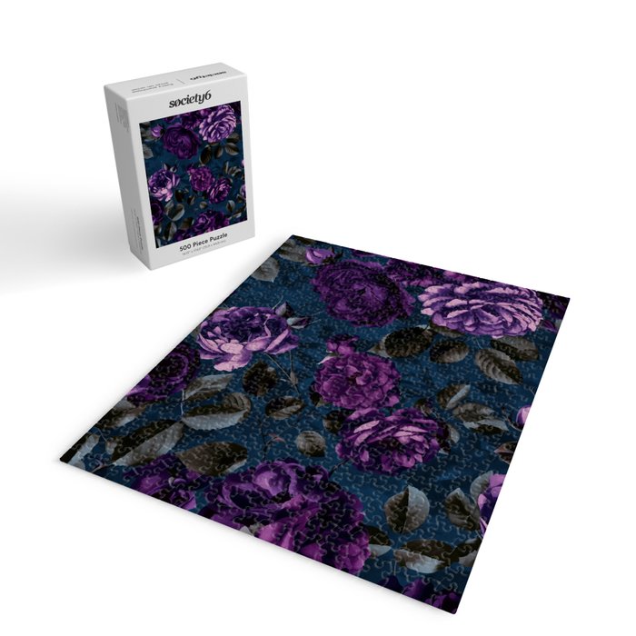 Velveteen Moody Flower Grandeur Plum Blue Teal Jigsaw Puzzle Gallery Image 2