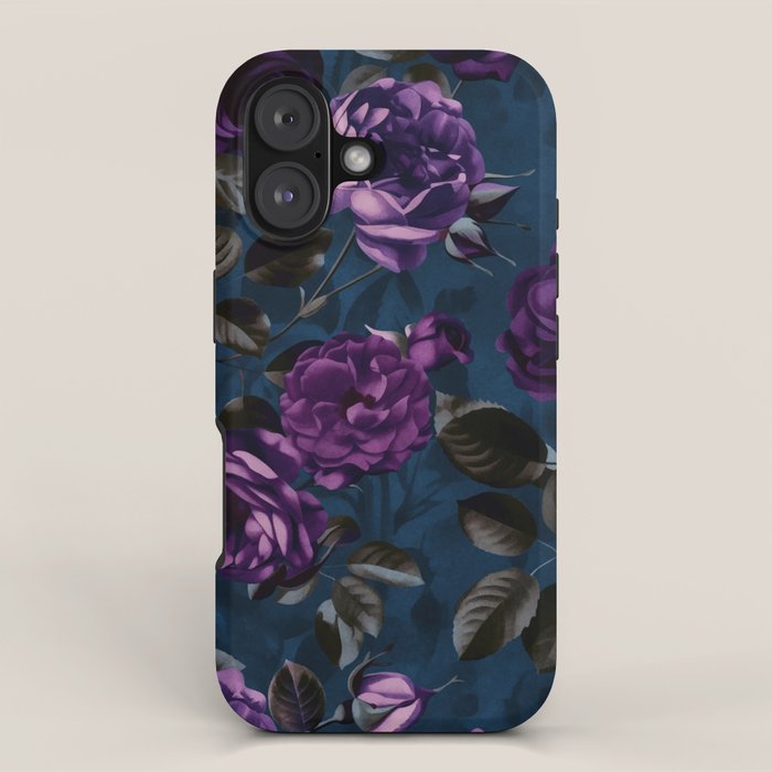Velveteen Moody Flower Grandeur Plum Blue Teal iPhone Case Gallery Image 1