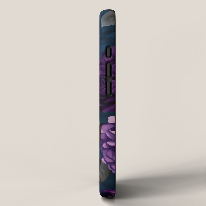 Velveteen Moody Flower Grandeur Plum Blue Teal iPhone Case Gallery Image 2