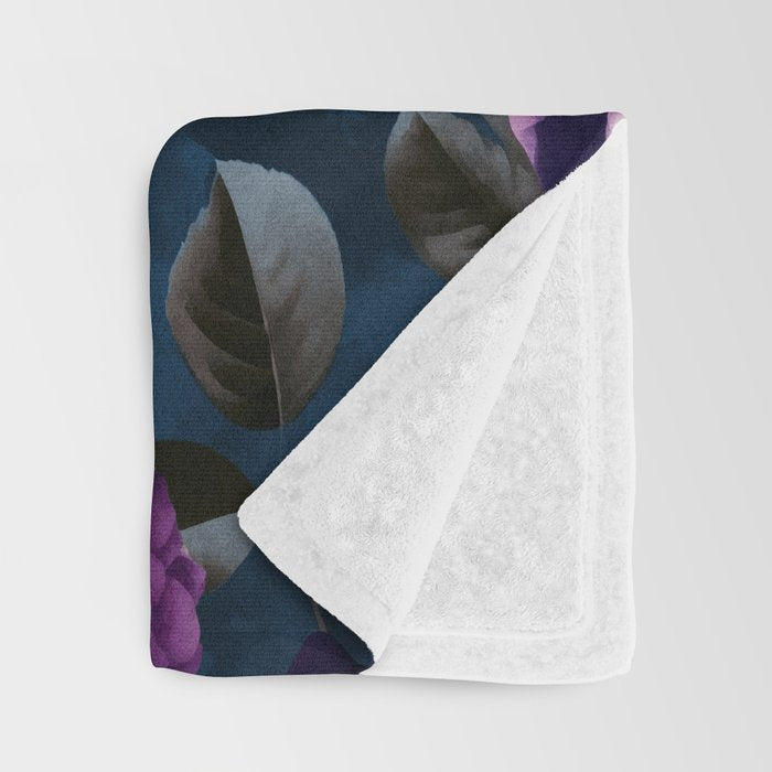 Velveteen Moody Flower Grandeur Plum Blue Teal Throw Blanket Gallery Image 3