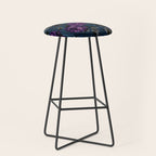 Velveteen Moody Flower Grandeur Plum Blue Teal Stool Gallery Image 1