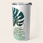 Tropical minimal / green, turquoise and gold monstera Travel Mug Gallery Image 2