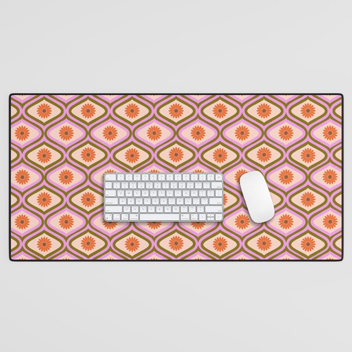 70s Disco Daisy Flower Pattern Desk Mat Gallery Image 1