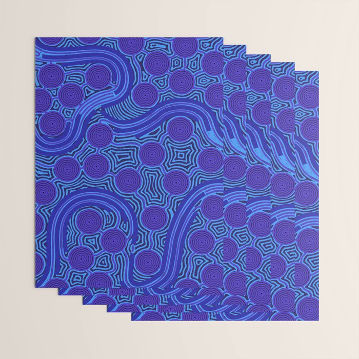 The Rivers around Us (blue) - Authentic Aboriginal Art Wrapping Paper Gallery Image 3
