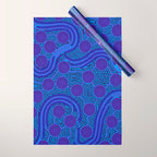 The Rivers around Us (blue) - Authentic Aboriginal Art Wrapping Paper Gallery Image 1