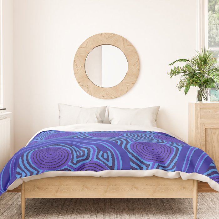 The Rivers around Us (blue) - Authentic Aboriginal Art Duvet Cover Gallery Image 3