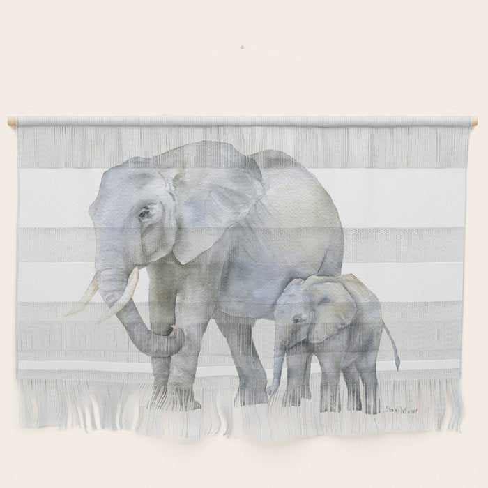 Mother and Baby Elephants Wall Hanging Gallery Image 1