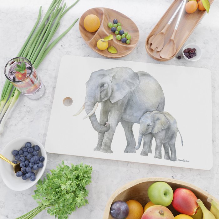 Mother and Baby Elephants Cutting Board Gallery Image 2