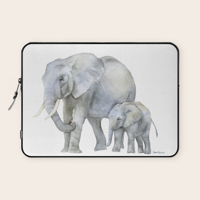Mother and Baby Elephants Laptop Sleeve Gallery Image 1