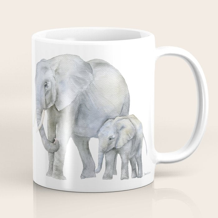 Mother and Baby Elephants Coffee Mug Gallery Image 1