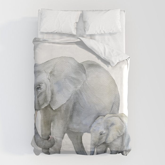 Mother and Baby Elephants Duvet Cover Gallery Image 1