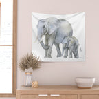 Mother and Baby Elephants Wall Tapestry Gallery Image 2