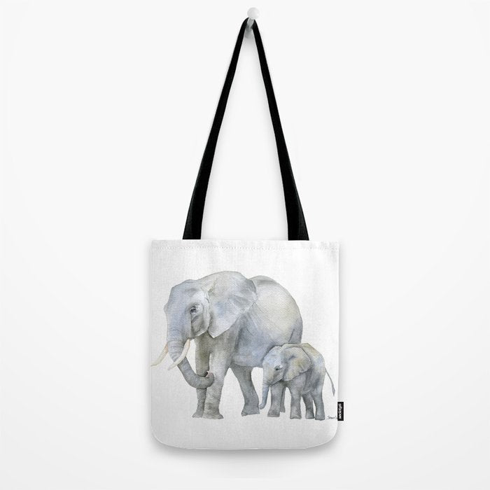 Mother and Baby Elephants Tote Bag Gallery Image 2