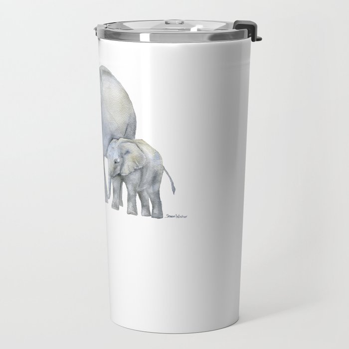 Mother and Baby Elephants Travel Mug Gallery Image 2