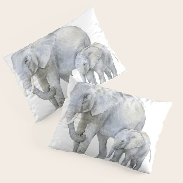 Mother and Baby Elephants Pillow Sham Gallery Image 1