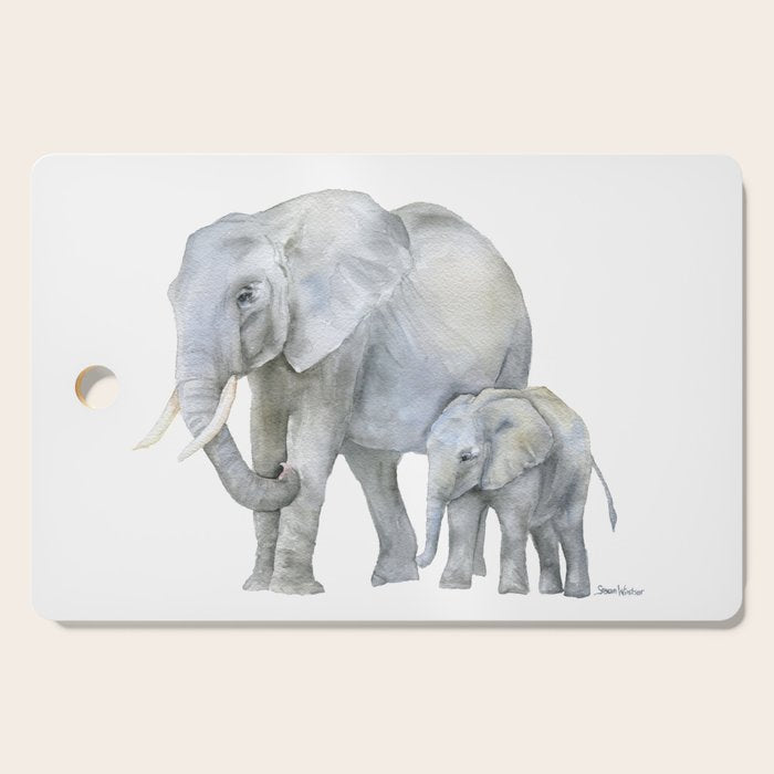 Mother and Baby Elephants Cutting Board Gallery Image 1