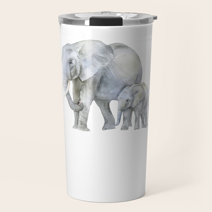 Mother and Baby Elephants Travel Mug Gallery Image 1