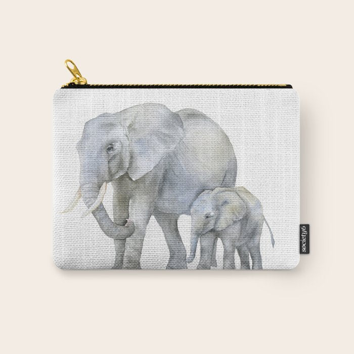 Mother and Baby Elephants Carry All Pouch Gallery Image 1
