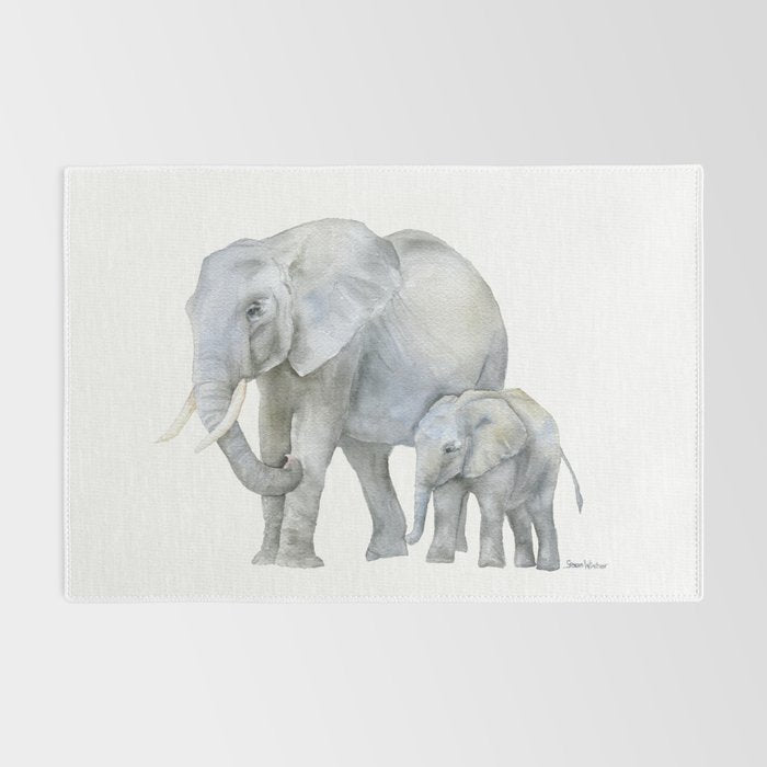 Mother and Baby Elephants Rug Gallery Image 2